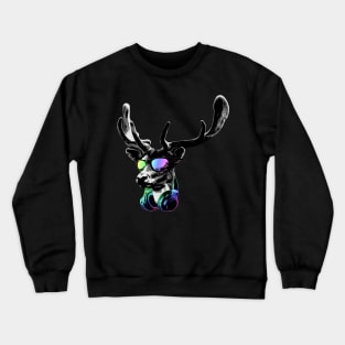 Deer DJ GreyCool and Funny Music Animal With Sunglasses And Headphones. Crewneck Sweatshirt